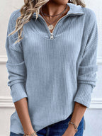 R&B | lässiger Strickpullover mit Reißverschluss und Patchwork-Kragen