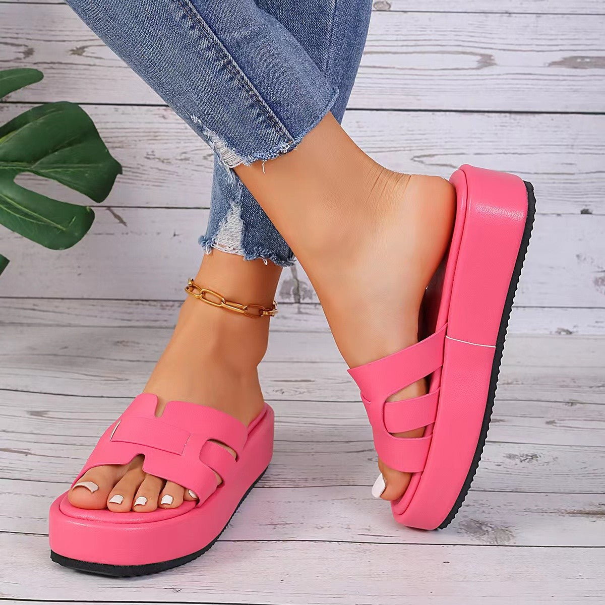 Damen Komfortable Falt-Sandalen mit breitem Riemen und ergonomischer Sohle R&B