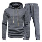 Herren lässiges Freizeit-Hoodie-Set mit strukturierter Oberfläche und elastischem Bund R&B