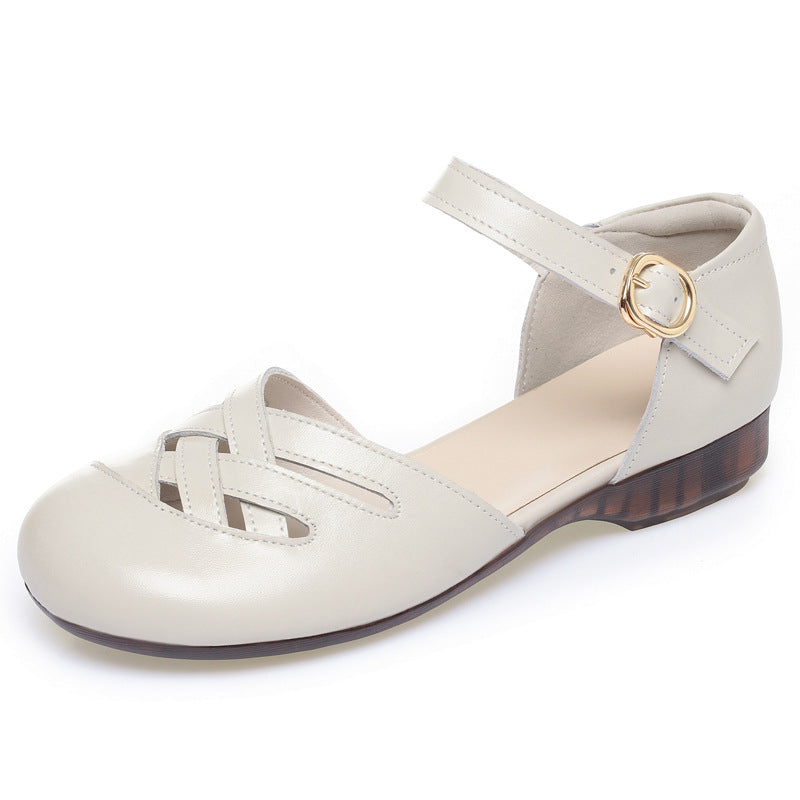 Damen modische Ballerinas mit Riemchen und offenem Schnitt R&B