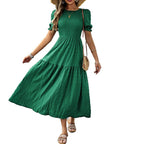 Damen Midikleid mit elastischem Taillenbund und schwingendem Rock R&B