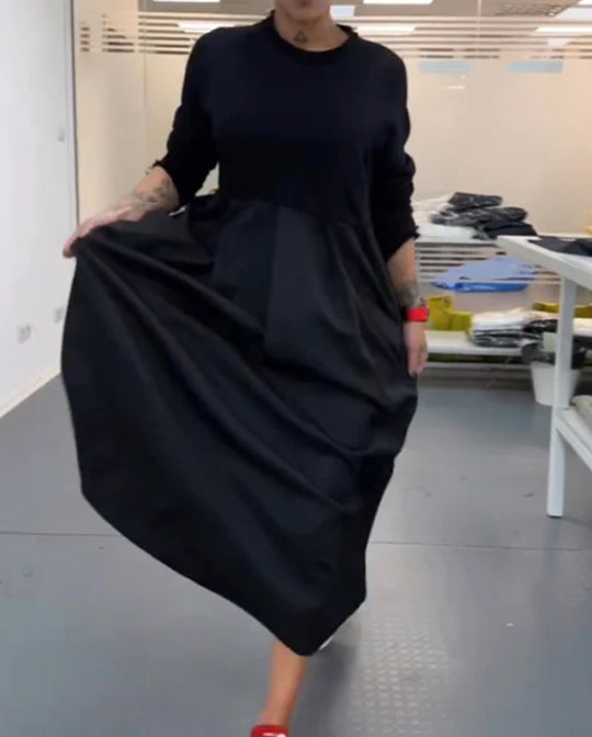 Damen nan Oversize-Maxikleid mit tiefer Passe und seitlichen Eingrifftaschen R&B
