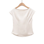 Damen elegante Satinbluse mit raffiniertem Wasserfall-Ausschnitt R&B
