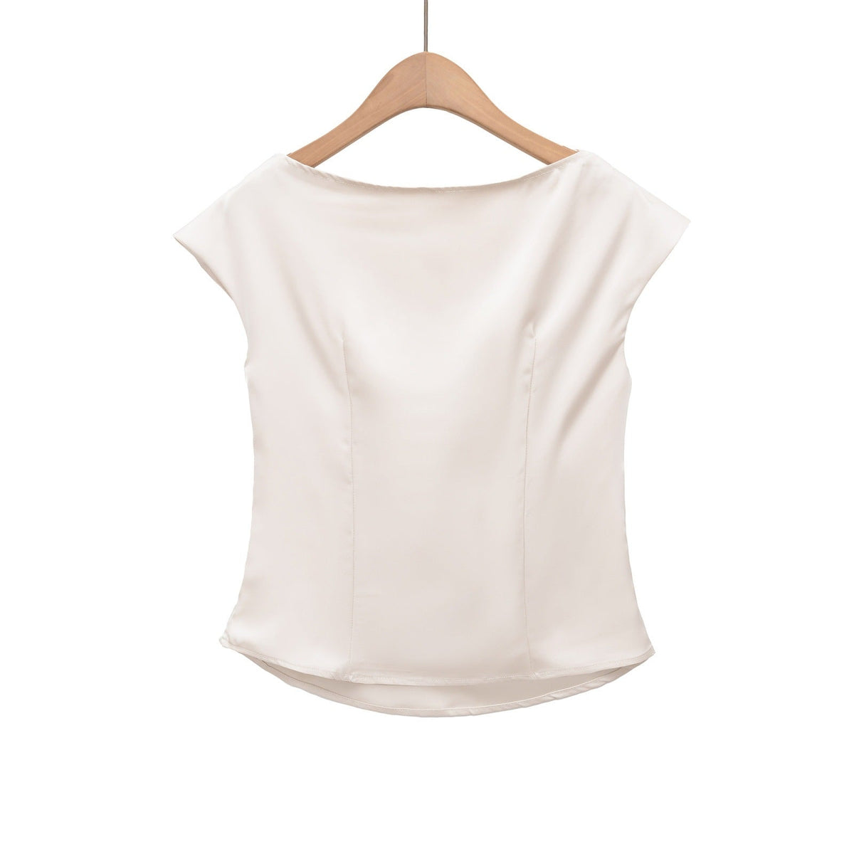 Damen elegante Satinbluse mit raffiniertem Wasserfall-Ausschnitt R&B