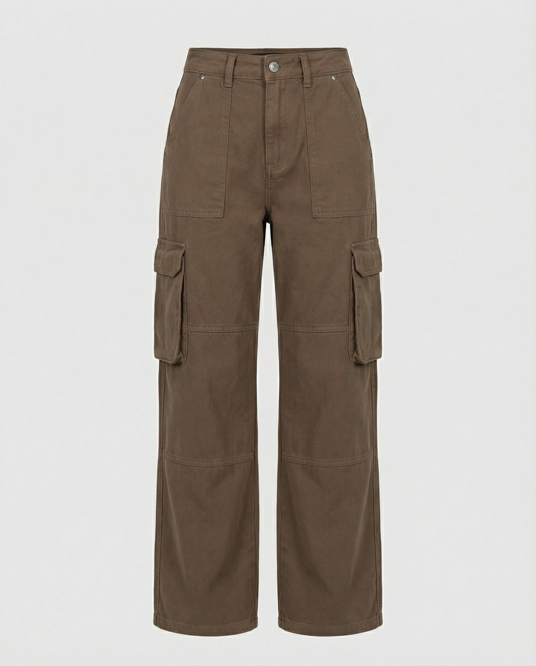 Damen tiefer geschnittene Workwear-Cargohose mit extra weitem Bein, überlappenden Klappfächern und Knieabsteppungen R&B
