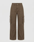 Damen tiefer geschnittene Workwear-Cargohose mit extra weitem Bein, überlappenden Klappfächern und Knieabsteppungen R&B