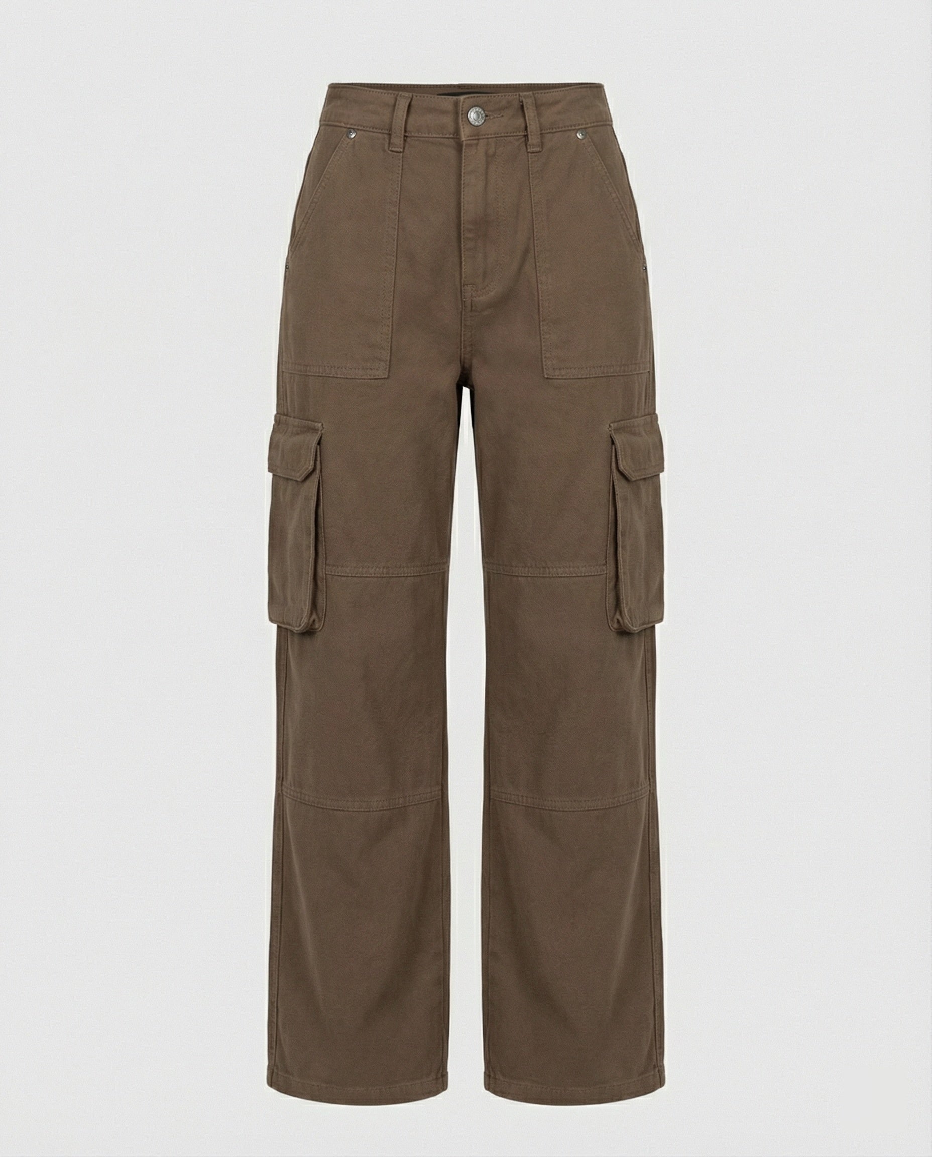 Damen tiefer geschnittene Workwear-Cargohose mit extra weitem Bein, überlappenden Klappfächern und Knieabsteppungen R&B