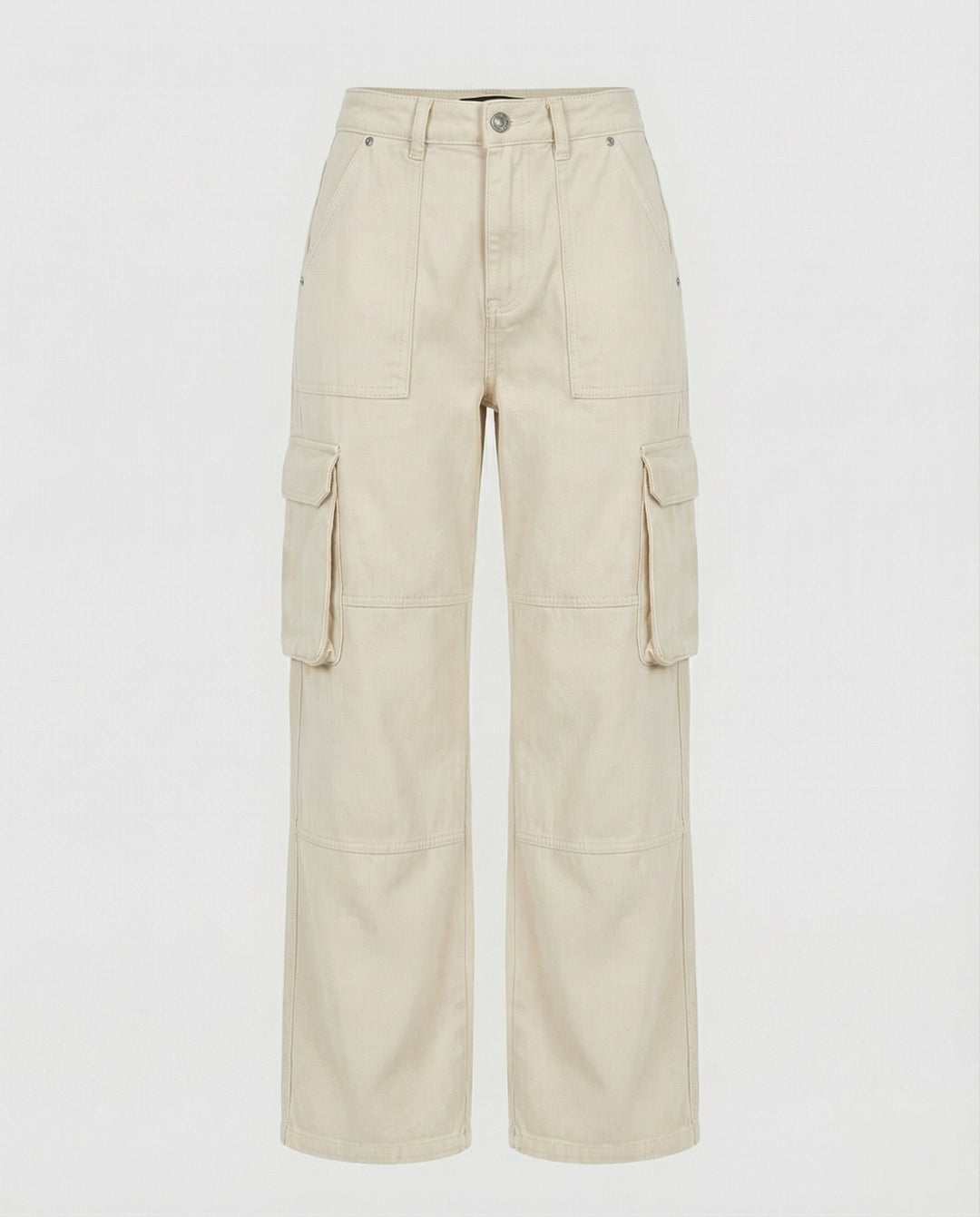 Damen tiefer geschnittene Workwear-Cargohose mit extra weitem Bein, überlappenden Klappfächern und Knieabsteppungen R&B