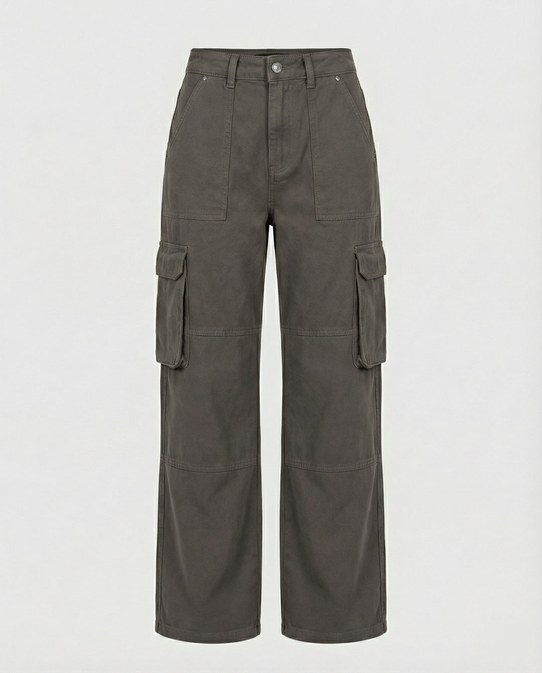 Damen tiefer geschnittene Workwear-Cargohose mit extra weitem Bein, überlappenden Klappfächern und Knieabsteppungen R&B