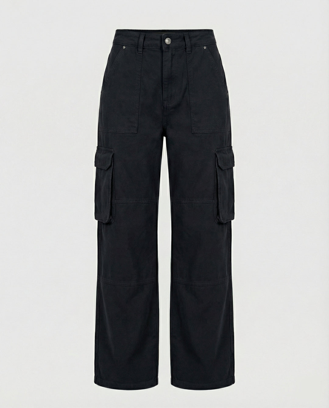 Damen tiefer geschnittene Workwear-Cargohose mit extra weitem Bein, überlappenden Klappfächern und Knieabsteppungen R&B