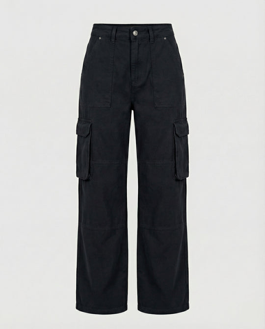 Damen tiefer geschnittene Workwear-Cargohose mit extra weitem Bein, überlappenden Klappfächern und Knieabsteppungen R&B