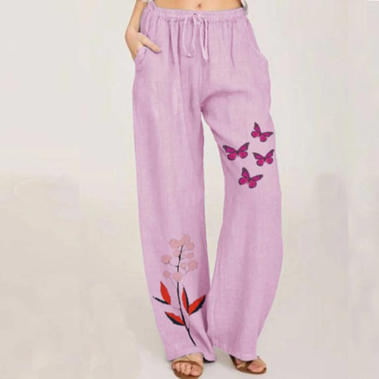 Damen weite Sommerhose mit buntem floralem Druck R&B