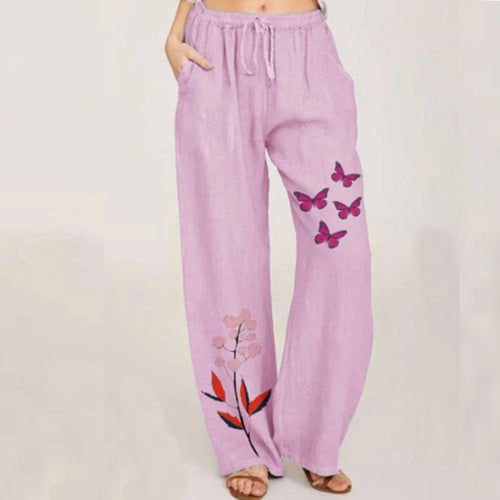 Damen weite Sommerhose mit buntem floralem Druck R&B