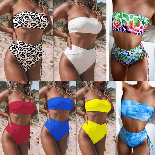 Damen Bandeau-Bikini mit hohem Taillenbund R&B