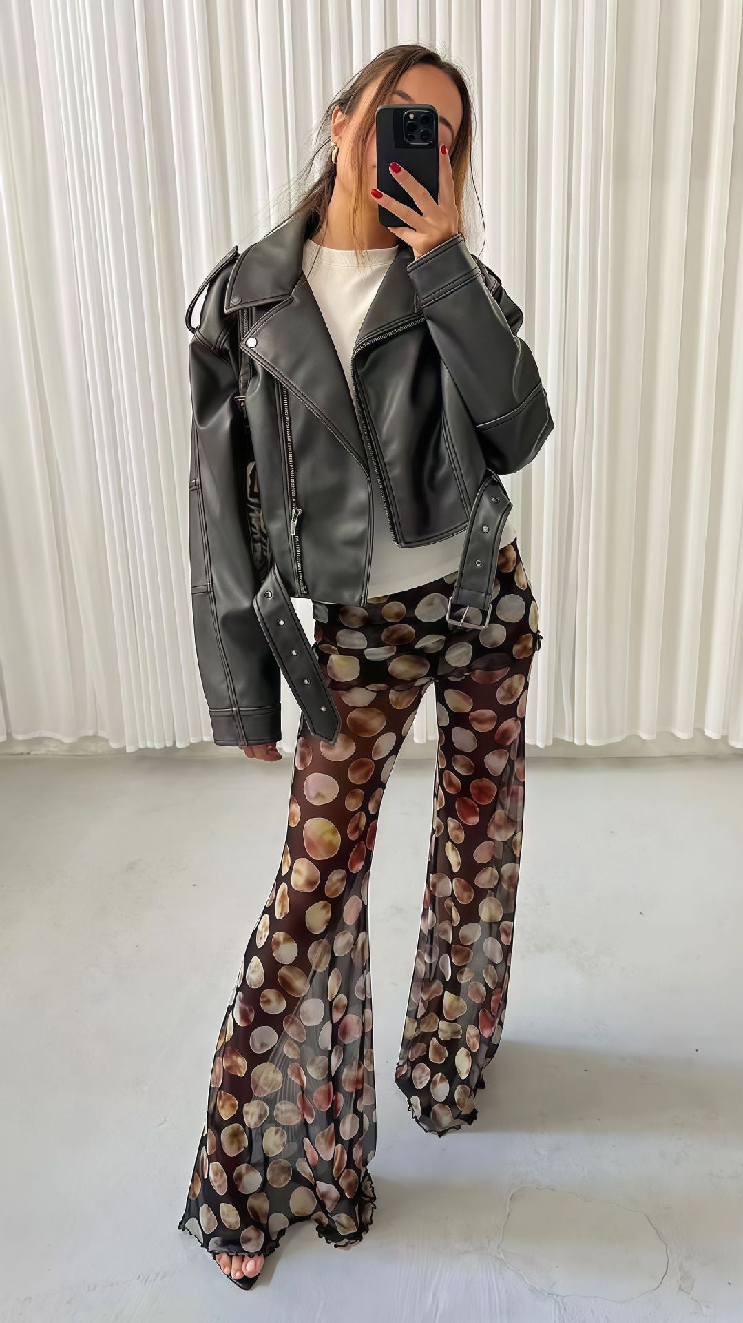 Damen Lässige Kunstlederjacke mit modischem Schnitt R&B