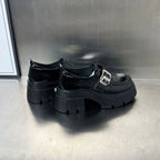Damen elegante Schnürschuhe mit klobiger Sohle und modischen Schnallen R&B