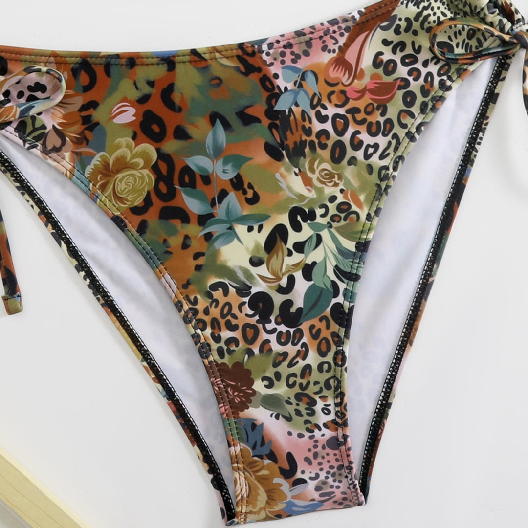 Damen Triangel-Bikini-Set mit floralem Leopardenmuster R&B