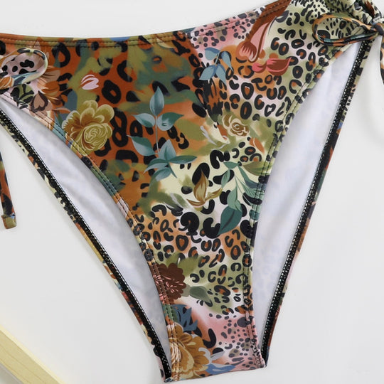 Damen Triangel-Bikini-Set mit floralem Leopardenmuster R&B