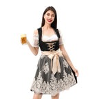 Damen nan traditionelles Dirndlkleid mit Spitzenüberrock Corsage Schnürung und Satinband R&B