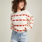 Damen gemütlicher Pullover mit Herzmuster R&B