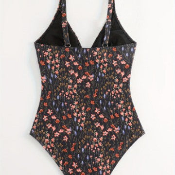 Damen eleganter und figurbetonter Badeanzug mit floralem Design R&B