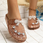Damen Modische Glitzer-Clogs mit elegantem Schnallen-Design R&B
