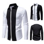 Herren modisches Langarmshirt mit stylischem Stehkragen und kontrastierenden Paspeln