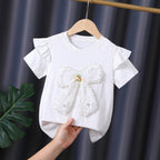 Mädchen T-Shirt mit dekorativem Rüschendesign und kunstvollem Schleifenmotiv R&B