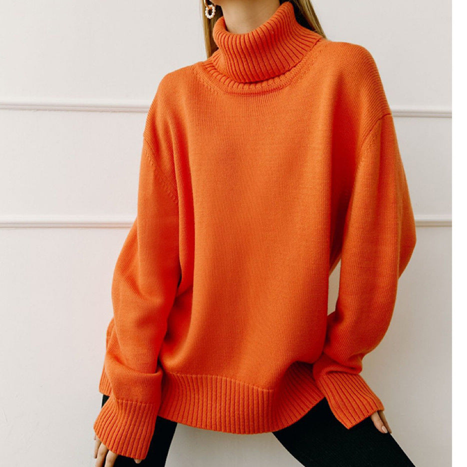 Damen Oversized Rollkragenpullover mit Rippstruktur R&B