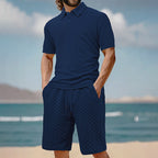 Herren elegantes Sport-Set mit strukturierter Oberfläche und bequemem Kurzarm-Polo R&B