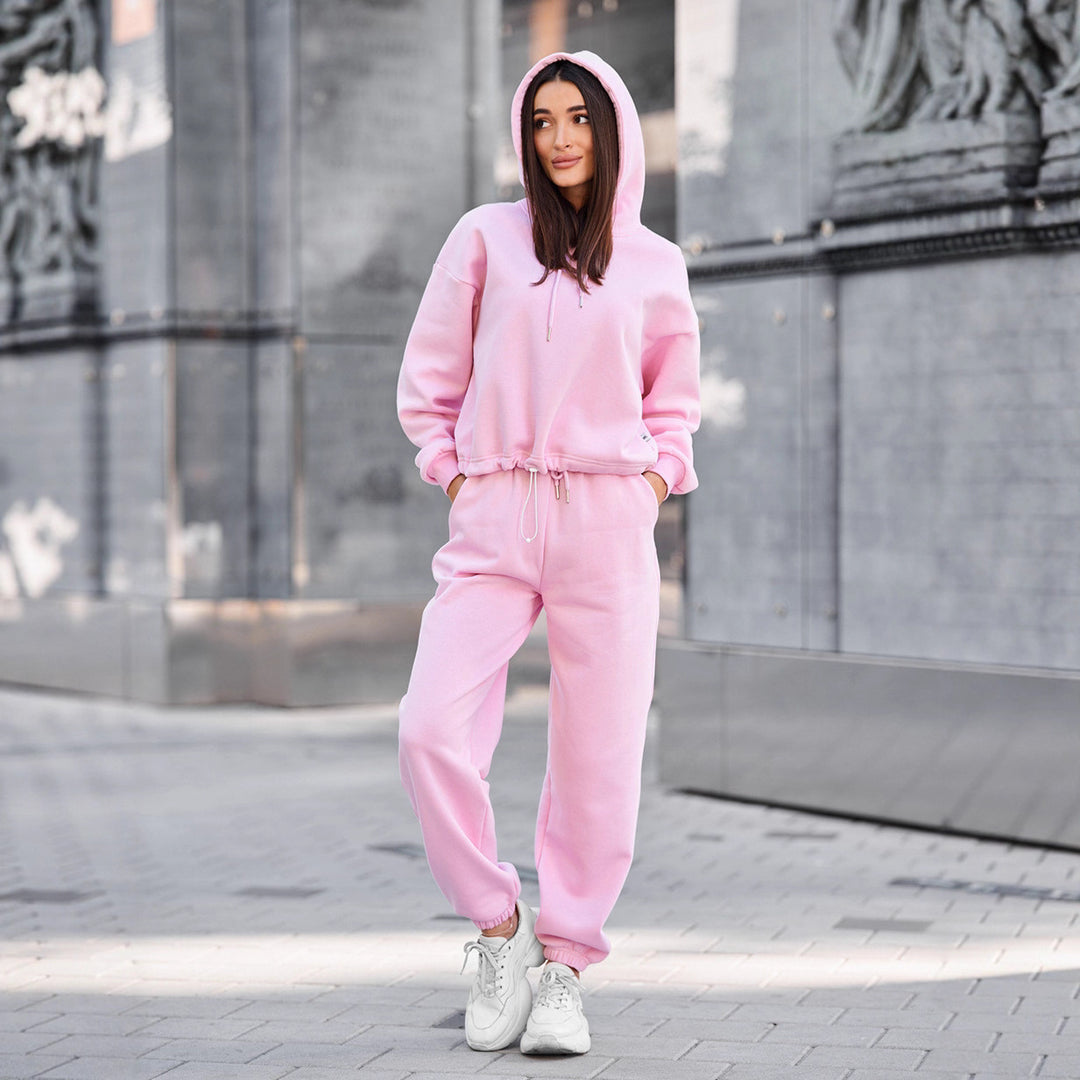 Damen sportlicher Freizeitsatz mit Kapuzenpullover und bequemen Jogginghosen R&B