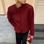 Damen Modische Jacke mit hochgeschlossenem Kragen und Knopfdetails R&B