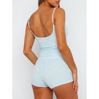 Damen Spitzen-Crop-Top und komfortable Short-Set R&B