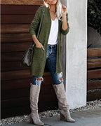 Damen Lange Strickjacke mit offenem Schnitt und lässigem Design R&B