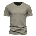 Herren Kurzarm-Henley-Shirt mit elegantem Knopfdesign
