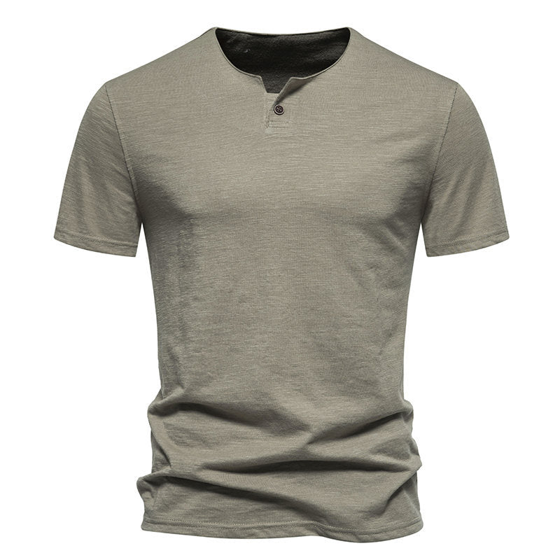 Herren Kurzarm-Henley-Shirt mit elegantem Knopfdesign