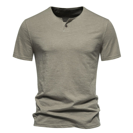 Herren Kurzarm-Henley-Shirt mit elegantem Knopfdesign R&B