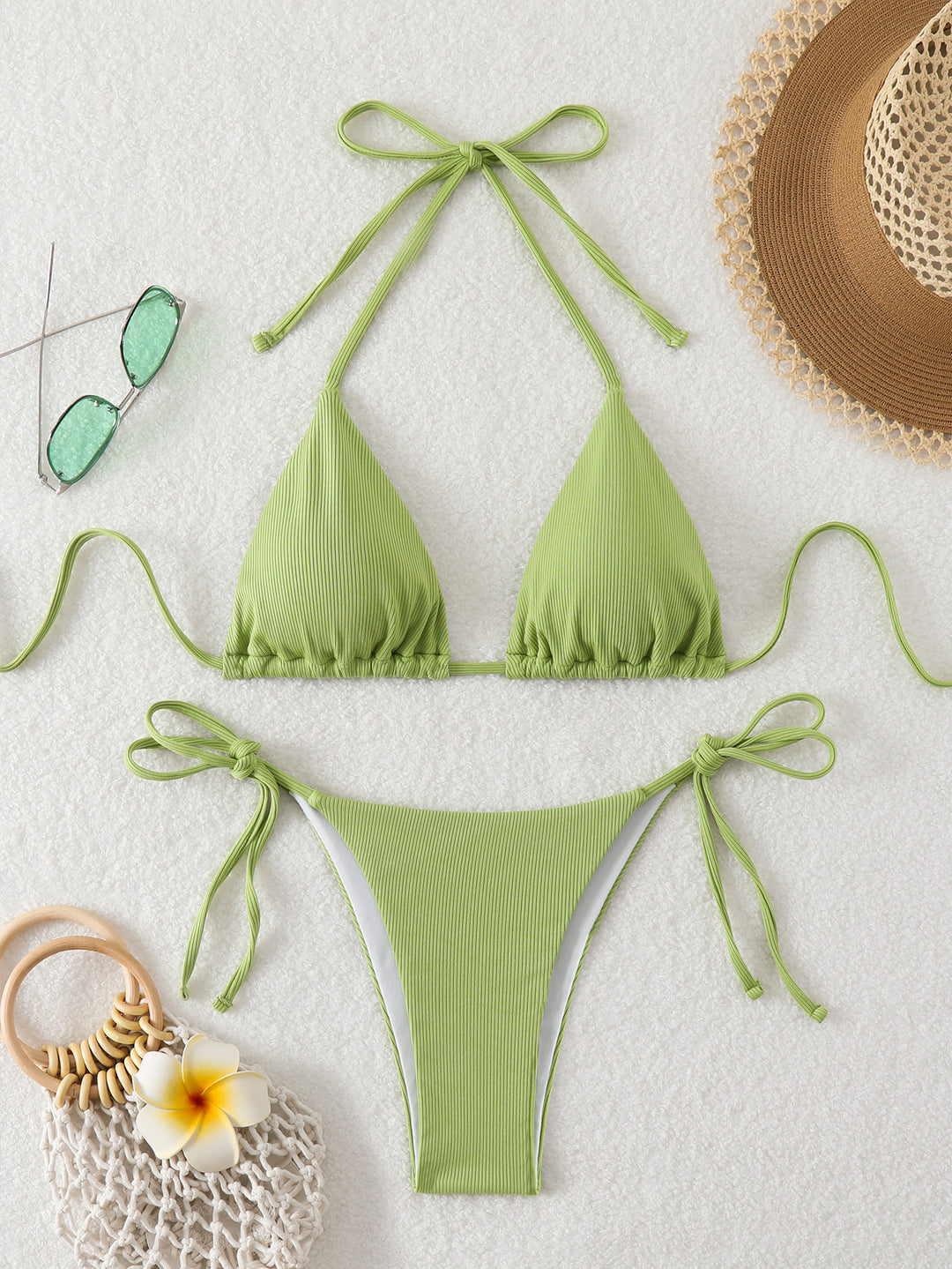 Damen Triangel-Bikini mit verstellbaren Riemen und raffinierten Details R&B