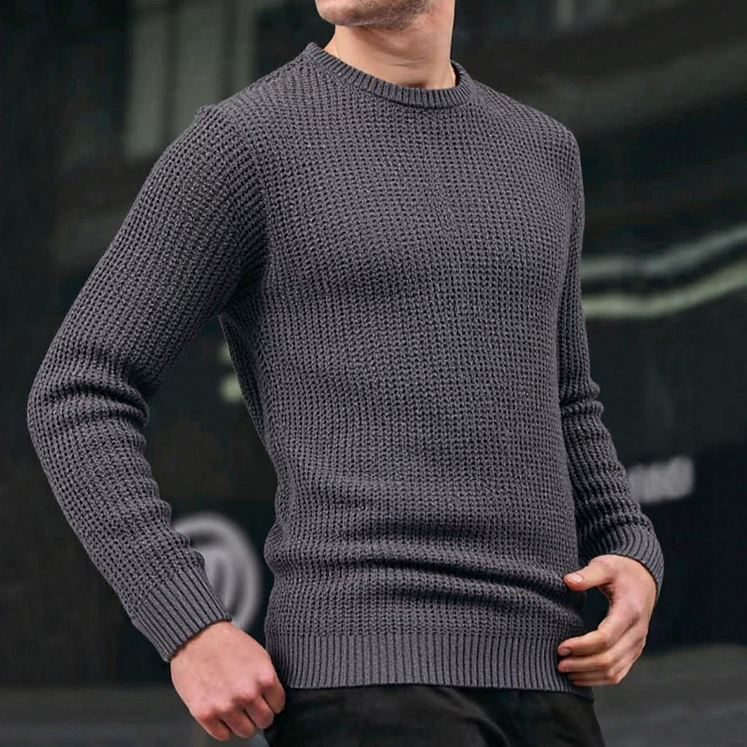 Herren lockerer Strickpullover mit Waffelmuster R&B