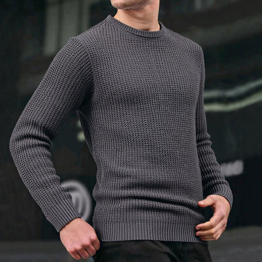 Herren lockerer Strickpullover mit Waffelmuster R&B