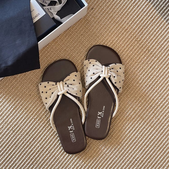 Damen modische Badeslipper mit dekorativer Schleifenapplikation R&B