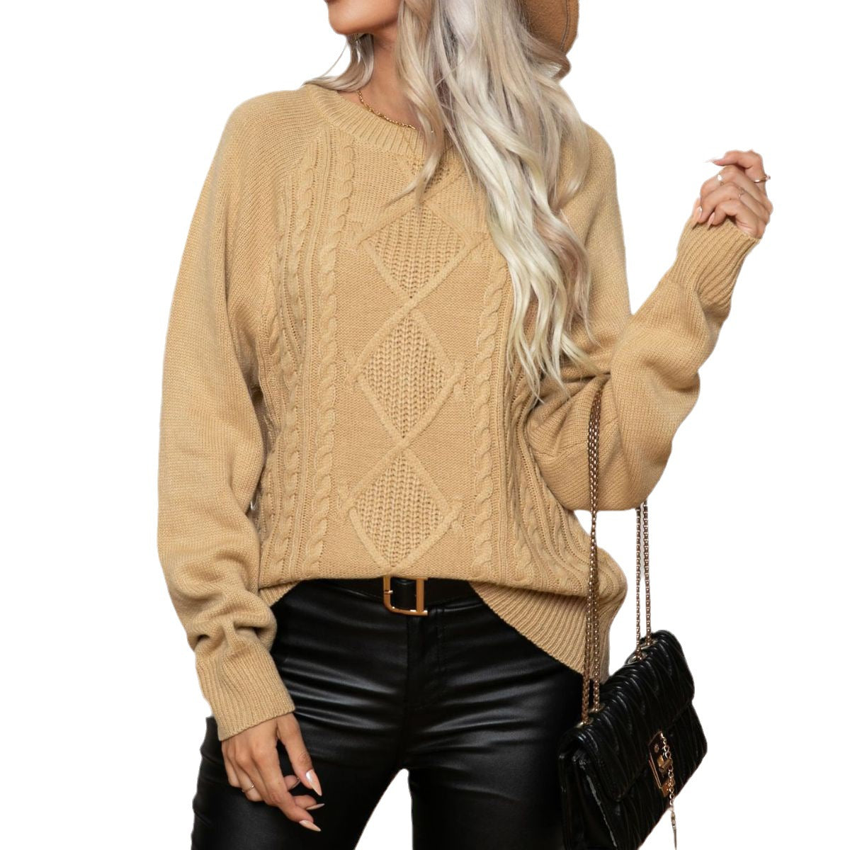 Damen Strickpullover mit strukturiertem Zopfmuster R&B