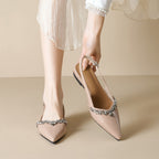 Damen Slingback-Pumps mit funkelndem Strassbesatz und elegantem Design