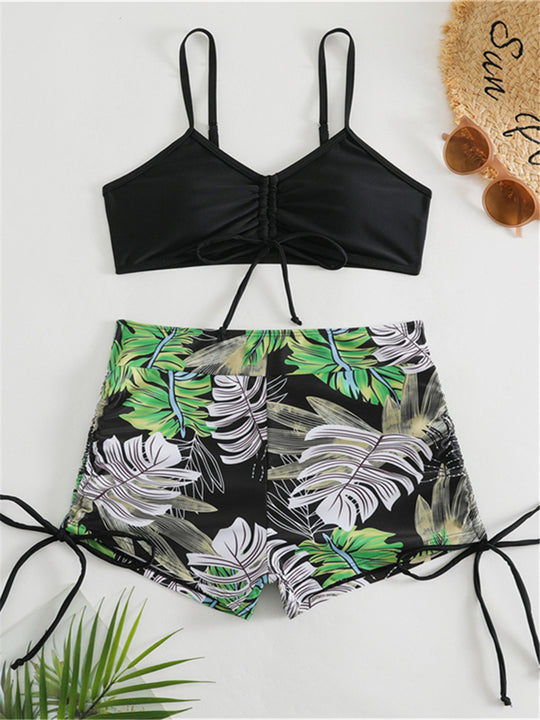 Damen Bikini-Set mit rüschenverziertem Oberteil und modischen Shorts R&B