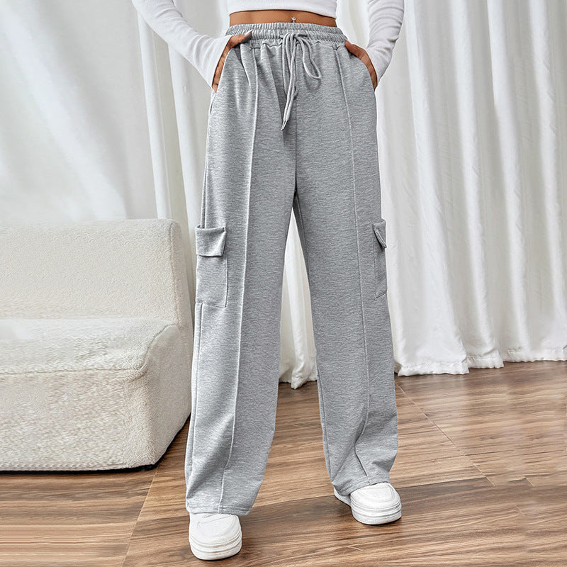 Damen Bequeme Cargo-Hose mit elastischem Bund und seitlichen Taschen R&B