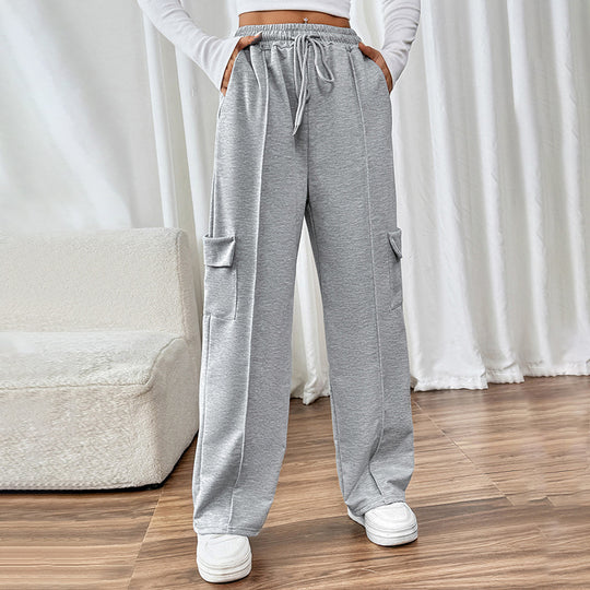 Damen Bequeme Cargo-Hose mit elastischem Bund und seitlichen Taschen R&B