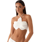 Damen Crop Top mit floralem Häkelmuster R&B