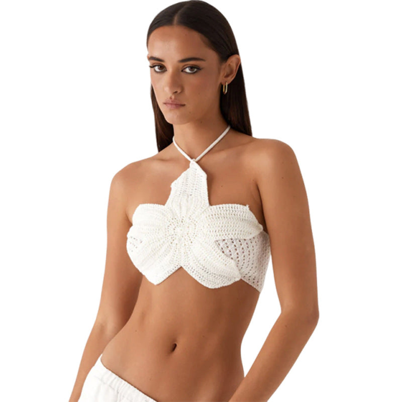 Damen Crop Top mit floralem Häkelmuster R&B