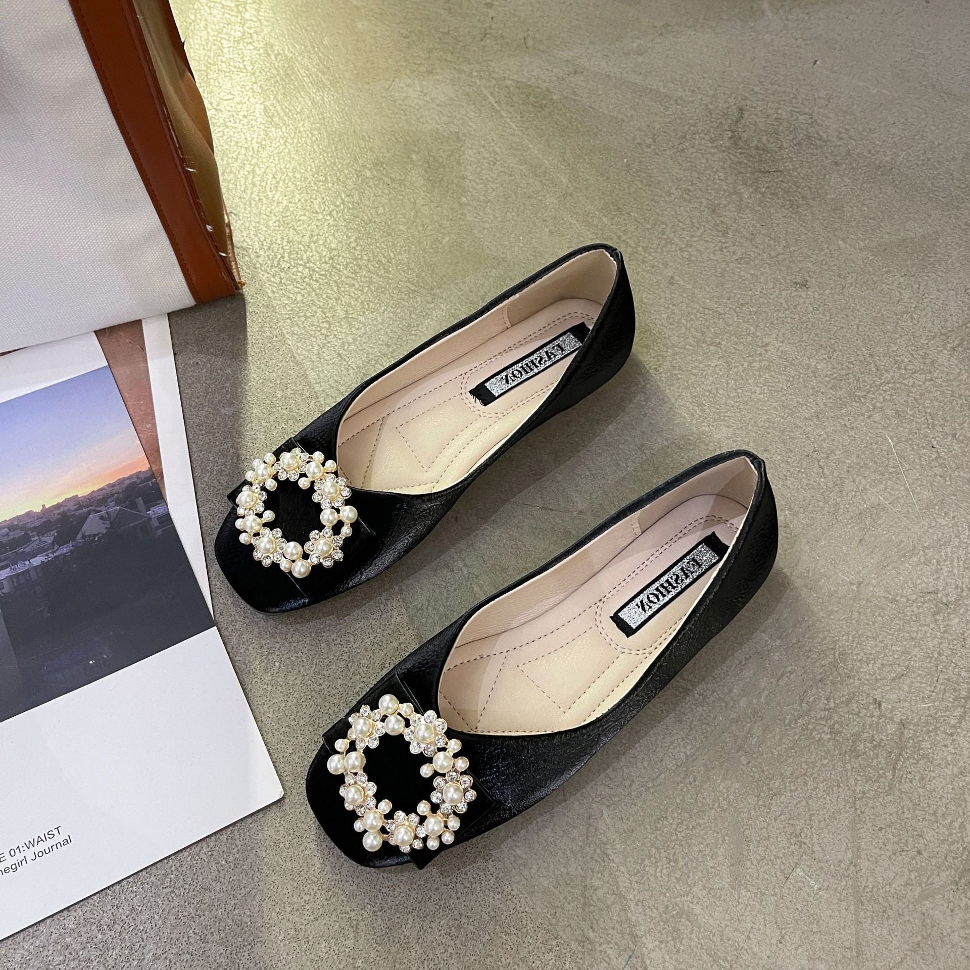 Damen Ballerinas mit perlenbesetztem Dekor EB
