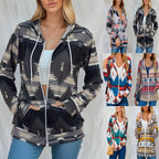 Damen Kapuzenjacke mit tribal inspiriertem Muster und praktischen Taschen R&B